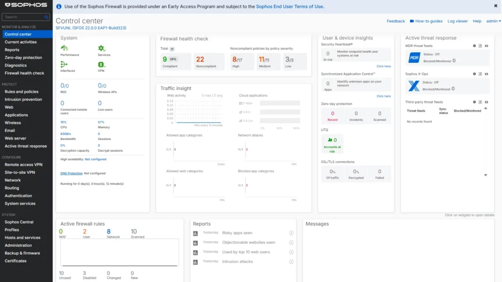 Sophos Firewall v22 - Health Check, Dashboard, upgrade, compliance